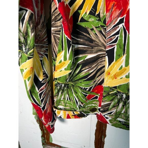 Additions by Chicos Womens Colorful Tropical Wood Button Jacket Size 2 (Size 12) - Picture 8 of 15